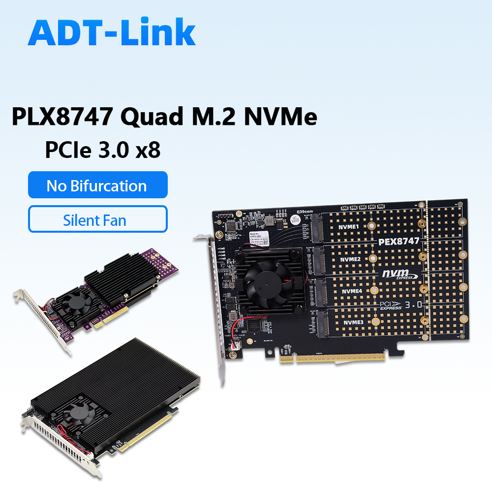 PLX8747 Quad M.2 NVMe PCIe 3.0 - Quad M.2 Nvme Pcie Bifurcation Card ulasan dan harga