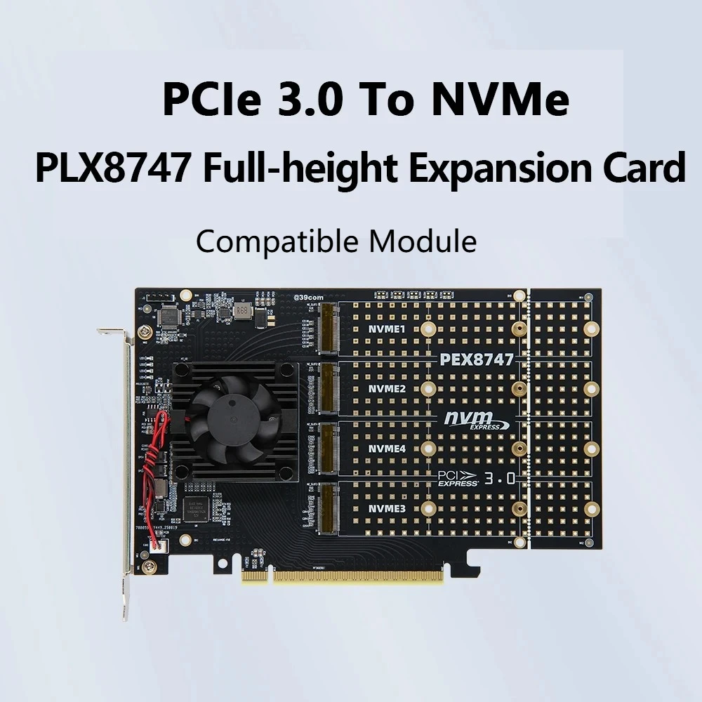 PLX8747 Quad M.2 NVMe PCIe 3.0 - Quad M.2 Nvme Pcie Bifurcation Card ulasan dan harga