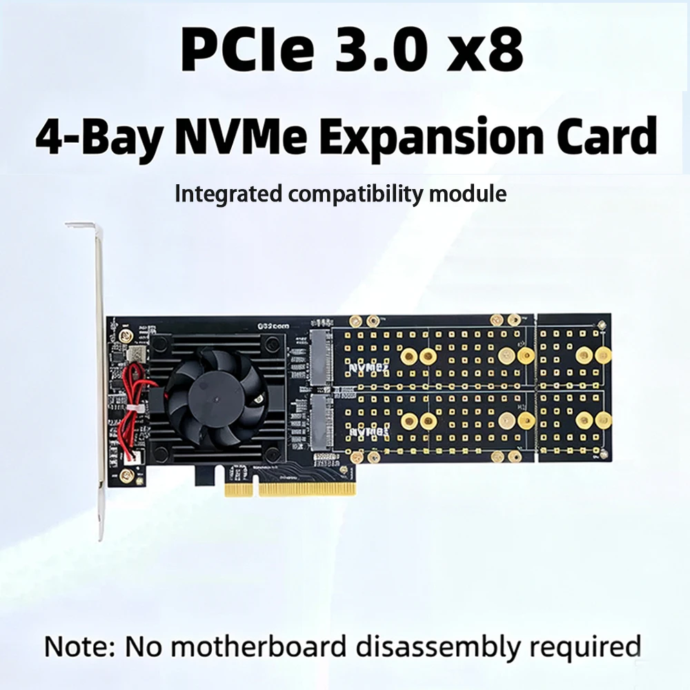 PLX8747 Quad M.2 NVMe PCIe 3.0 - Quad M.2 Nvme Pcie Bifurcation Card ulasan dan harga